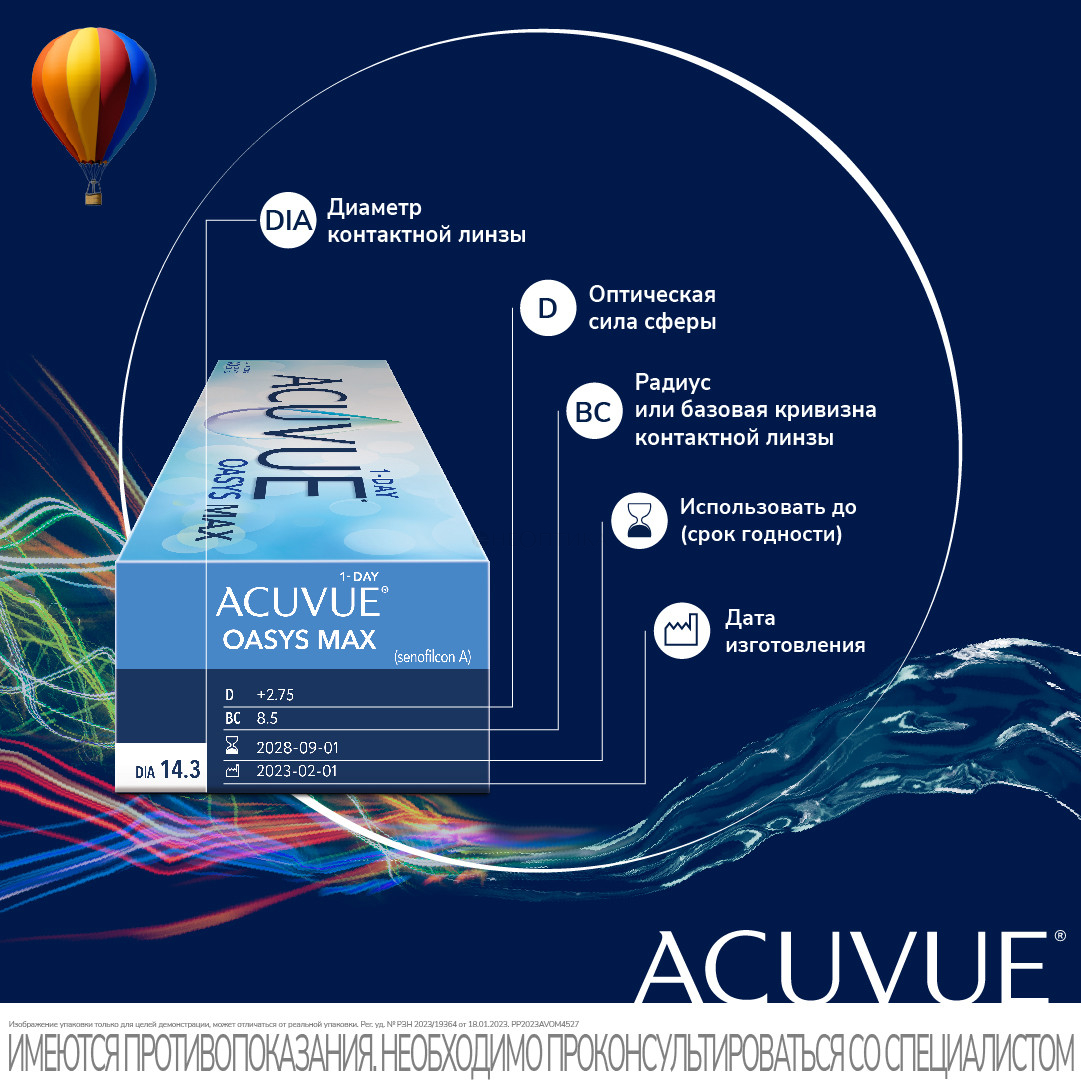 Контактные линзы 1-DAY ACUVUE OASYS MAX, 30 шт
