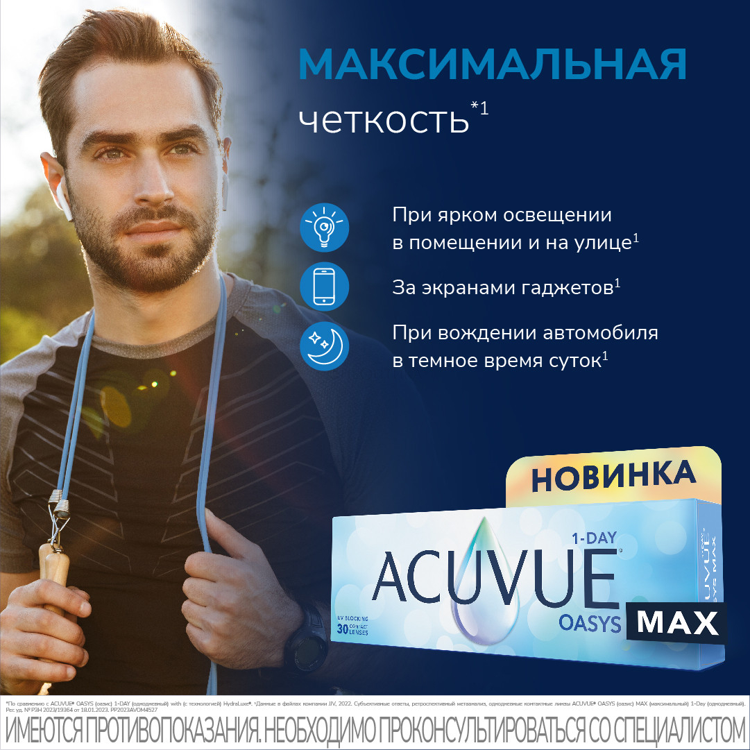 Контактные линзы 1-DAY ACUVUE OASYS MAX, 30 шт